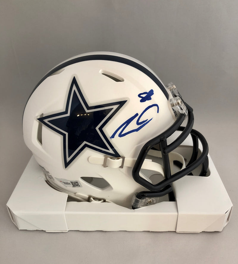 CeeDee Lamb Dallas Cowboys Autographed Riddel Flat White Speed Mini Helmet
