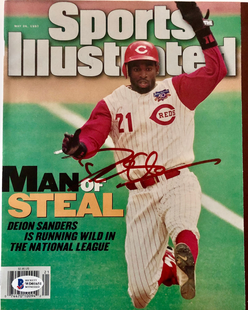 Deion Sanders Cincinnati Reds Autographed Sports Illustrated