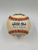Bob Feller Cleveland Indians Autographed American League Baseball Inscribed "HOF '62, 3 No Hitters, 4.16.60, 4.30.46, 7.1.51"
