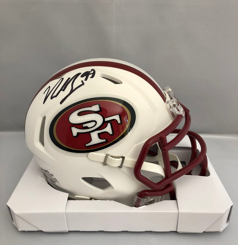 Nick Bosa San Francisco 49ers Autographed Riddel Flat White Speed Mini Helmet